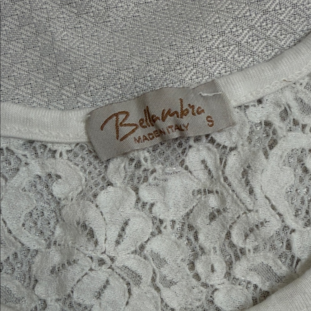 Bellambia Made in Italy Silk Floral Lace Sleeveless Top - White and Pink - Small - Picture 2 of 7